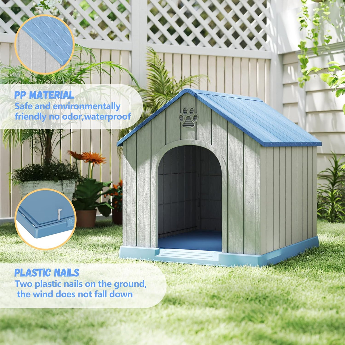 DRATO Dog Houses Resin Small Indoor Outdoor Dog Kennel for All-Weather Use Cozy Shelter for Small Dogs in Home, Garden, or Balcony