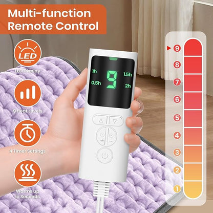 Heating Pad for Back Pain Relief, 9 Heat Settings & 4 Timers Auto Shut Off