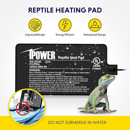iPower 4X7 Inch Reptile Heat Pad Under Tank Heater Terrarium Warmer Heating Mat for Turtles Lizards Frogs and Other Small Animals