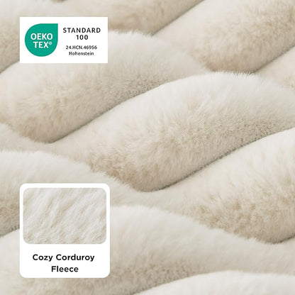 Bedsure ComfyFleece™ Fluffy Balanced Support XL Dog Bed,47x29 | Golden Ratio Chopped Foam & PP Cotton, Upscale Home Decor,Waterproof Liner, Removable Washable Cover, Nonslip Bottom,Cream