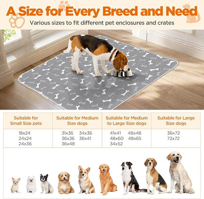 Washable Pee Pads for Dogs, 2 Pack Reusable Puppy Pads, 24"x24" | Super Absorbent, Waterproof & Leakproof, Non-Slip Bottom, Machine Washable, For Floors, Beds, Couches, Crates, Carpets, Cars