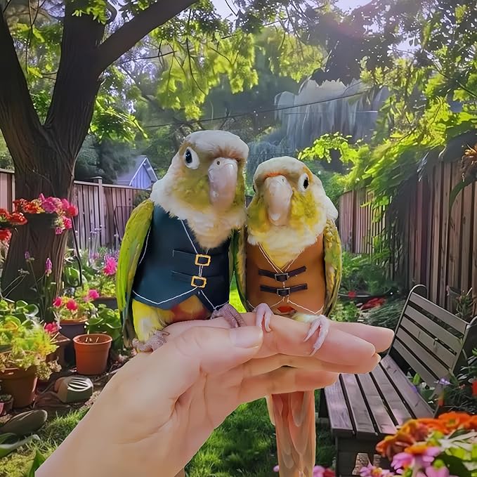 Bird Clothes, Parrot Leather Jacket, Cute Bird Costume Cosplay Photo Prop, Parrot Apparel for Eclectus, Budgerigar, African Greys Parakeet, Conure, Cockatiel, Love Birds-Cowboy Style,Blue,L