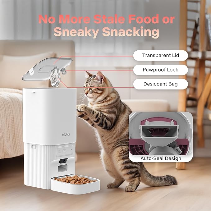 Automatic Cat Feeder with Camera, 5G WiFi Automatic Dog Feeder, 7L Cat Food