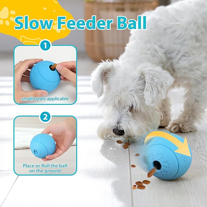 PrimePets Dog Puzzle Toy 4 Pack, Interactive Treat Dispensing Dog Toys, Slow Feeder Ball for Small Dogs and Puppies, Enrichement Toy Balls for Teething, Fetching and Playing