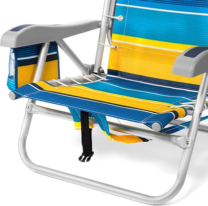 Homevative Backpack Fold-Up Beach Chair, 5 Positions, Towel bar, Cooler, Storage Pouch, Cup Holder and Phone Pocket