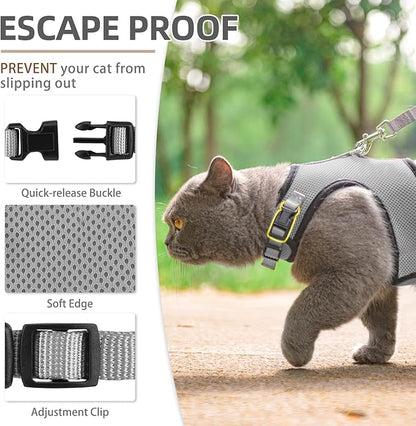 PUPTECK Soft Mesh Cat Vest Harness and Leash Set Puppy Padded Pet Harnesses Escape Proof for Cats Small Dogs Rabbits Bunny