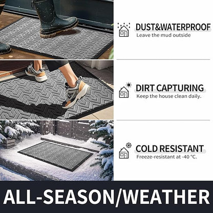 Yimobra Front Door Mat Outside Entrance 29.5x17, Waterproof Heavy Duty Outdoor Mats for Front Door, Non Slip Rubber Entry Mat for Garage Patio Indoor, Grey