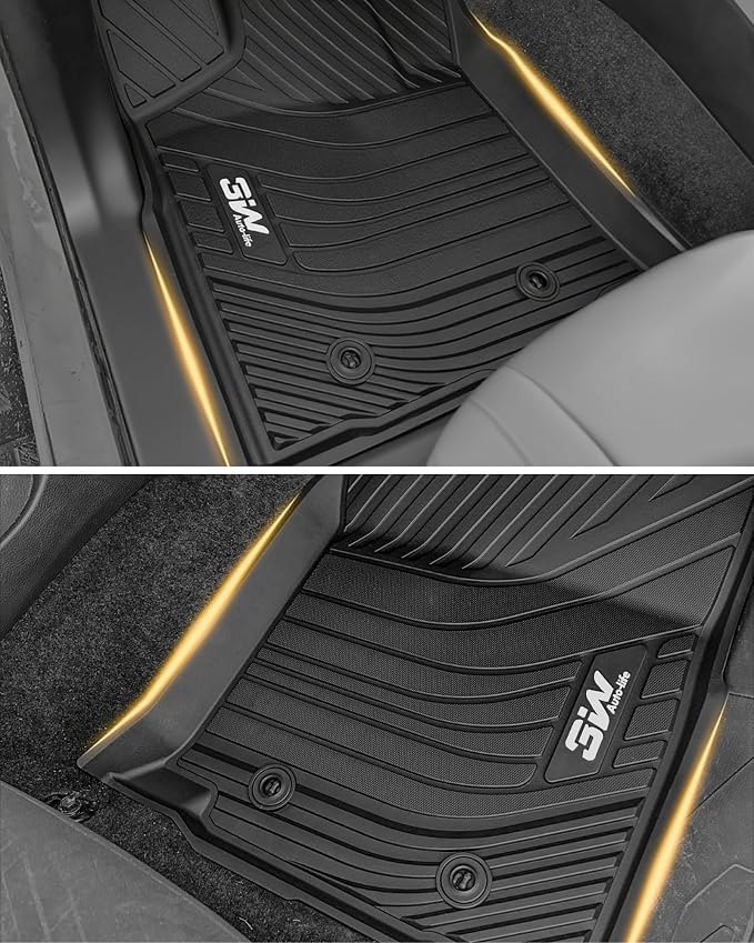 3W Floor Mats Fit Toyota Tacoma 2016-2023 (Only for Double Cab and Automatic), TPE All Weather Custom Fit Floor Liner for Toyota Tacoma SR/SR5/TRD/Limited/Trail Accessories Car Liners, Black