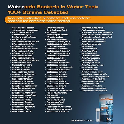 Watersafe® Bacteria Water Test Kit – USA-Made – Results as Fast as 6 Hours –