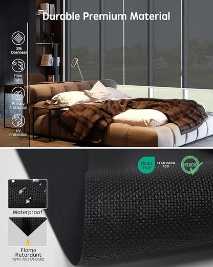Yoolax Motorized Solar Shades, Flame Resistat Smart Blinds