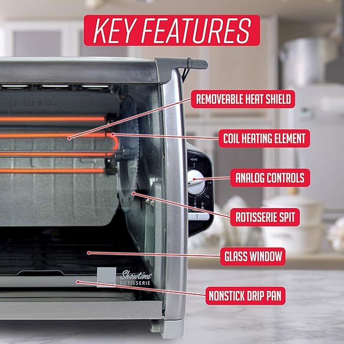 Ronco Modern Rotisserie Oven, Large Capacity Countertop Oven, Easy-to-Use