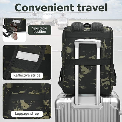 YALUNDISI Vintage Backpack Travel Laptop Backpack with usb Charging Port for Women & Men College Backpack Fits 15.6 Inch Laptop Camouflage Green
