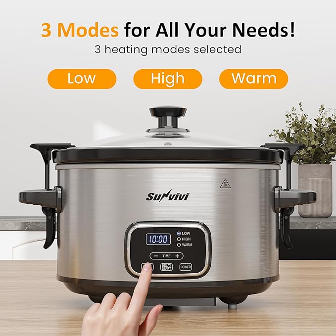 Sunvivi 4QT Programmable Slow Cooker