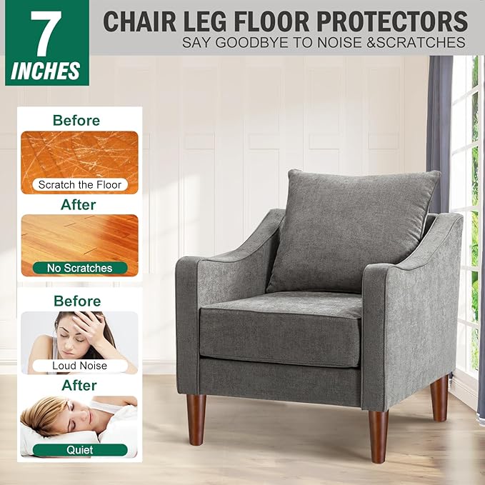 FoDau770 Brown Rubber Wood Furniture Legs 7 Inches, Straight Tapered Wood Feet Mid Century Sofa Legs Set of 4, 5/16" UNC Furniture Feet Replacement Parts for Cabinet Couch Dresser Chair Ottoman Table