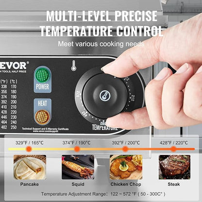 VEVOR Commercial Electric Griddle, 1700W Countertop Flat Top Grill, 14in