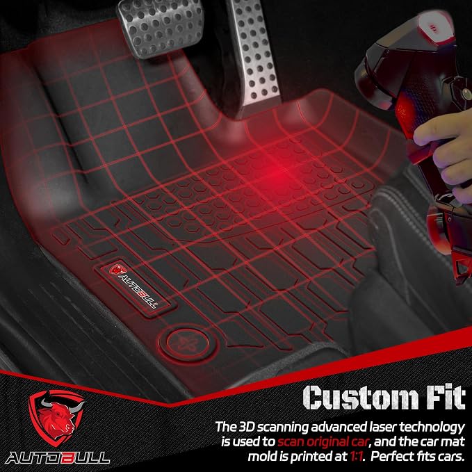 Floor Mats Compatible with 2015-2022 Chevy Colorado/GMC Canyon Crew Cab, All Weather TPE Floor Liners, Custom Fit Car mats, 1st & 2nd Row, Black