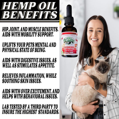 Pet Hemp Oil | Dogs and Cats | Catnip Oil | Green Planet Hemp | 120MG Organic Tincture | 100% Natural | Hip, Joint, and Muscle Support for Your Pet | Aids with Anxiety,Stress, and Pain