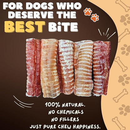 Woofley's Beef Trachea - (6 Inch 10 Pack) - Trachea Treats for Dogs - Natural Source of Glucosamine and Chondrotin for Joint Health - 100% Natural Beef Windpipe for Dogs