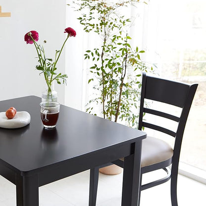 Livinia Cabin 33.5" Wooden Dining Table/Small Rectangular Modern Farmhouse Solid Wood Kitchen Table Desk (Black)