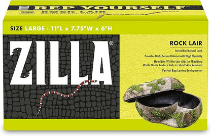 Zilla Rock Lair, Naturalistic Hide, Supports Shedding and Egg-Laying, Retains Humidity, Ideal for Snakes and Lizard, Large
