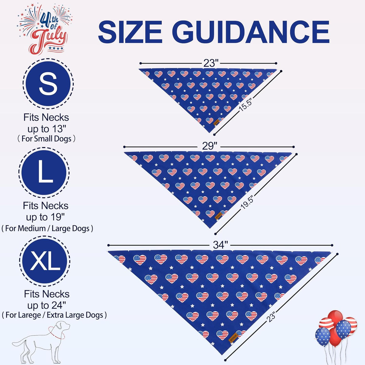4th of July Dog Bandanas - 2 Pack Reversible American Flag Pet Scarf for Boy and Girl | Premium Durable Fabric | USA Patriotic Bandana for Small Medium Large and Extra Large Dogs (Small)