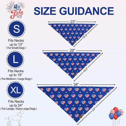 4th of July Dog Bandanas - 2 Pack Reversible American Flag Pet Scarf for Boy and Girl | Premium Durable Fabric | USA Patriotic Bandana for Small Medium Large and Extra Large Dogs (Large)