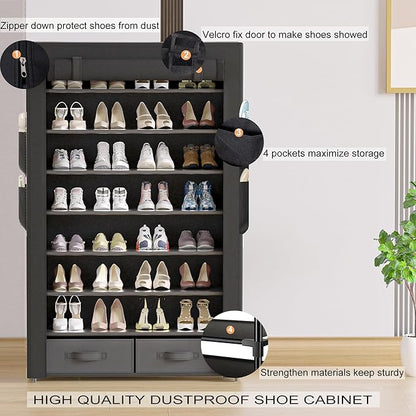 OYREL Tall Shoe Rack Dustproof Cabinet Large Capacity 8 Tier Shoe Organizer