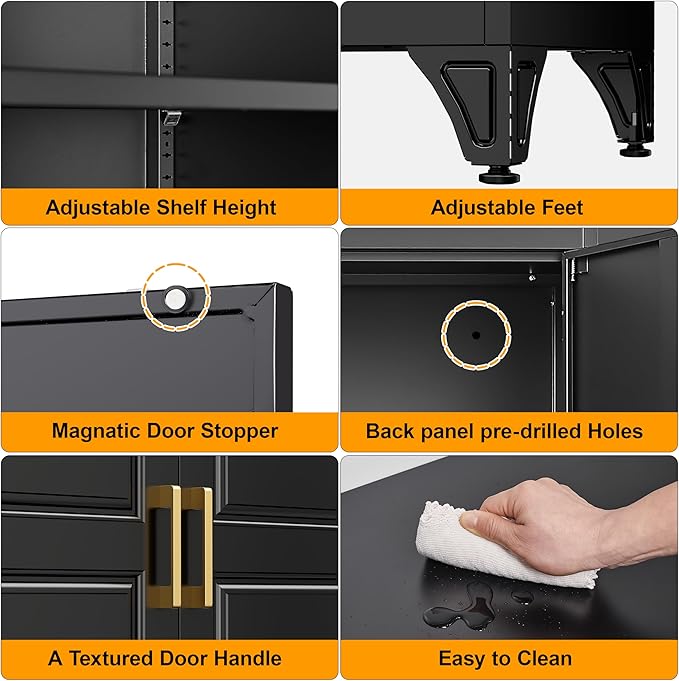 75" Tall Metal Storage Cabinet, Kitchen Pantry Storage Cabinets