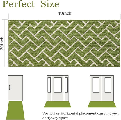 hicorfe Indoor Doormat,Front Back Door Mat Rubber Backing Non Slip Door Mats 20"x48" Absorbent Resist Dirt Entrance Doormat Inside Floor Mats for Entryway Washable Low-Profile(Sage Green)