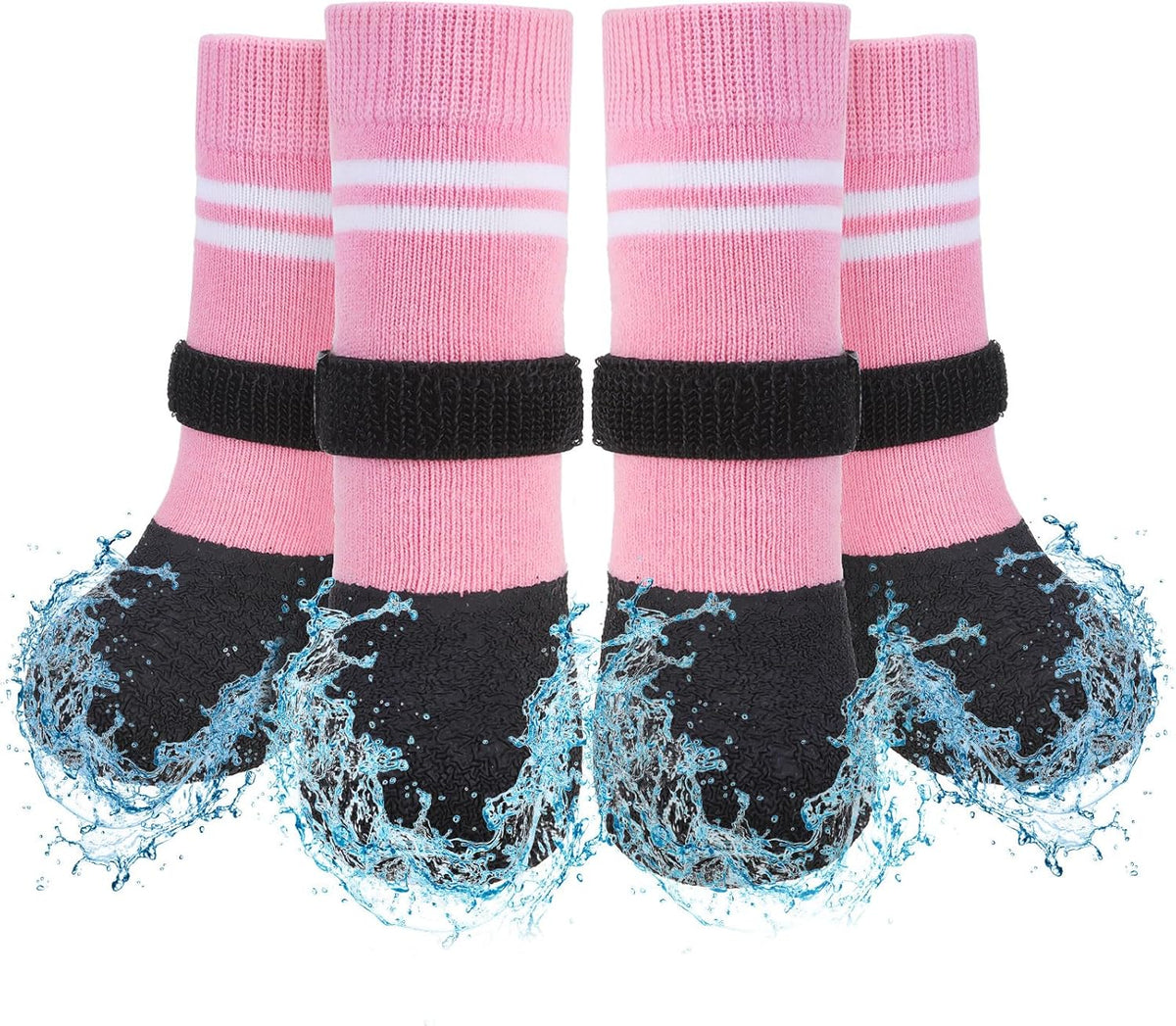 SCENEREAL Anti Slip Dog Boots & Paw Protectors for Hardwood Floor, Extended Dog Socks to Prevent Licking Paws, Waterproof Pet Snow Rain Shoe for Winter Large Senior Dogs, Pink XL