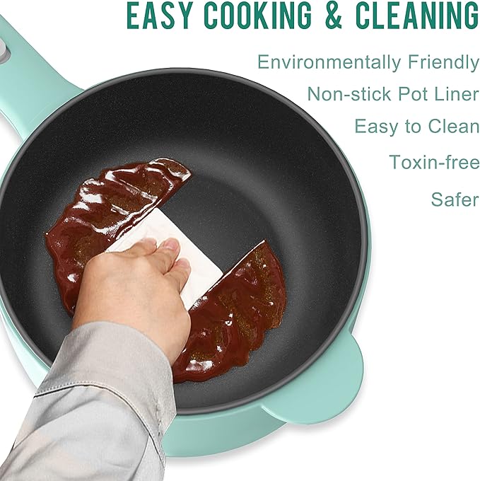 Dezin Electric Cooker, 2L Non-Stick Sauté Pan, Rapid Noodles Mini Pot