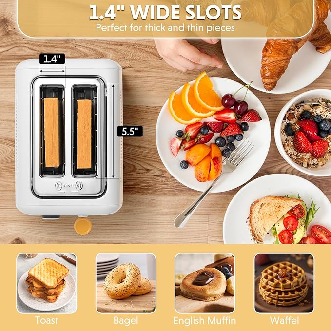 BUYDEEM DT620 2-Slice Toaster, Extra Wide Slots, Retro Stainless Steel