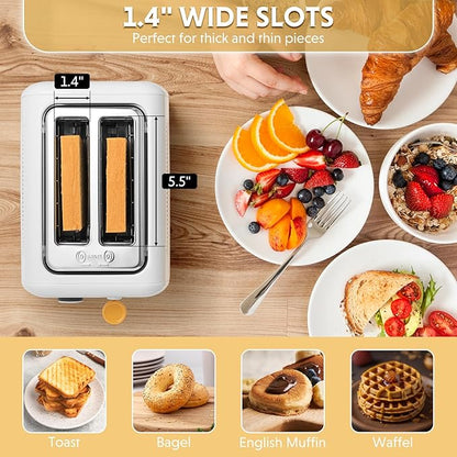 BUYDEEM DT620 2-Slice Toaster, Extra Wide Slots, Retro Stainless Steel