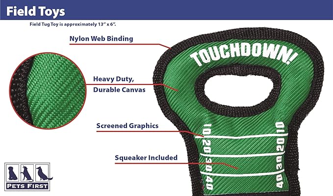 NFL Football Field DOG TOY with Squeaker. - LOS VEGAS RAIDERS - For Tug, Toss, and Fetch. - Tough & Durable PET TOY