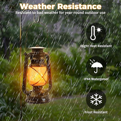 2 Pack Bronze Vintage 4 Modes Light LED Lanterns，Rechargeable Dancing Flame