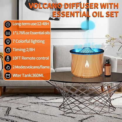 BOHOFAM Aroma Essential Oil Diffuser 360 ML, Volcano and Flame
