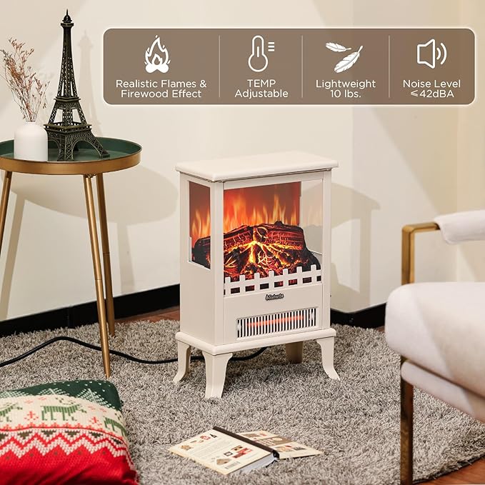 TURBRO Suburbs TS17Q Infrared Electric Fireplace Stove, Realistic Flame