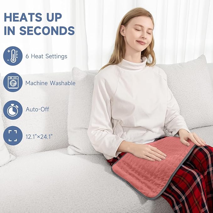 Portable Heating Pad for Back Pain, Travel Electric Heat Pad