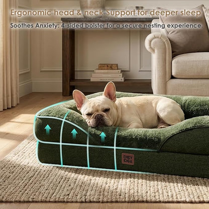 EHEYCIGA Orthopedic XL Dog Bed for Large Dog, Memory Foam Dog Couch, Dark Green