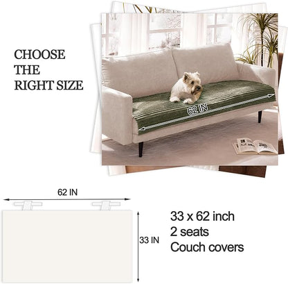 Waterproof Dual Non-Slip Couch Cover for Dogs, Fuzzy Soft Pet Couch Covers for 2 Cushion Sofa loveseat, Pet Friendly Soft Dog Bed Covers Sofa Cover Washable (Sage Green, 33" x 62" 1 Pack)