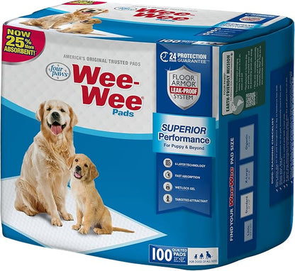 Four Paws Wee-Wee Superior Performance Dog Pee Pads, 100 Count