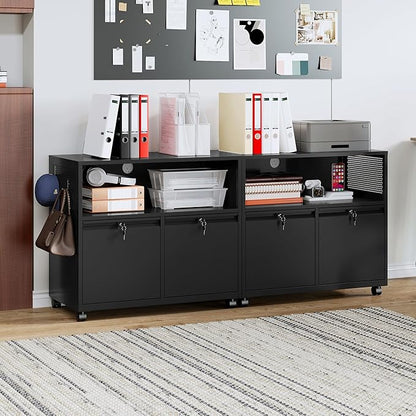 MIIIKO File Cabinet with Storage 2 Drawers, Rolling File Cabinet