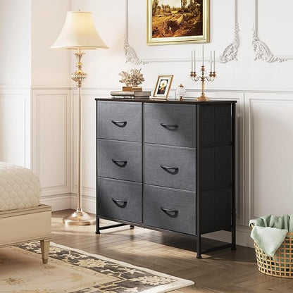 WLIVE Fabric Dresser for Bedroom, 6 Drawer Double Dresser, Storage Tower