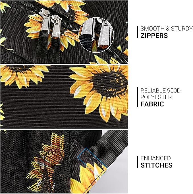 ZORFIN 26L Backpack for College, and Travel: Water Resistant Bookbag - Sunflower
