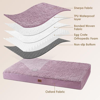 EHEYCIGA Orthopedic Dog Bed Extra Large with Removable Washable Cover, 47IN | Egg Crate Foam Support, Durable Oxford fabric, Non-Slip Bottom, Machine Washable, Soft Waterproof Plush Pet Bed Mat For Crate