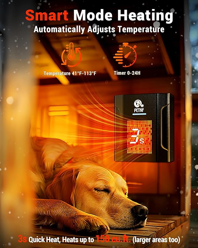 Dog House Heater – 45℉ to 113℉ Thermostat Controlled Pet House Heater