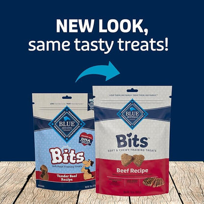 Blue Buffalo Bits Soft Dog Treats for Training, Made With Natural Ingredients & Enhanced with DHA, Beef Recipe, 19-oz Bag