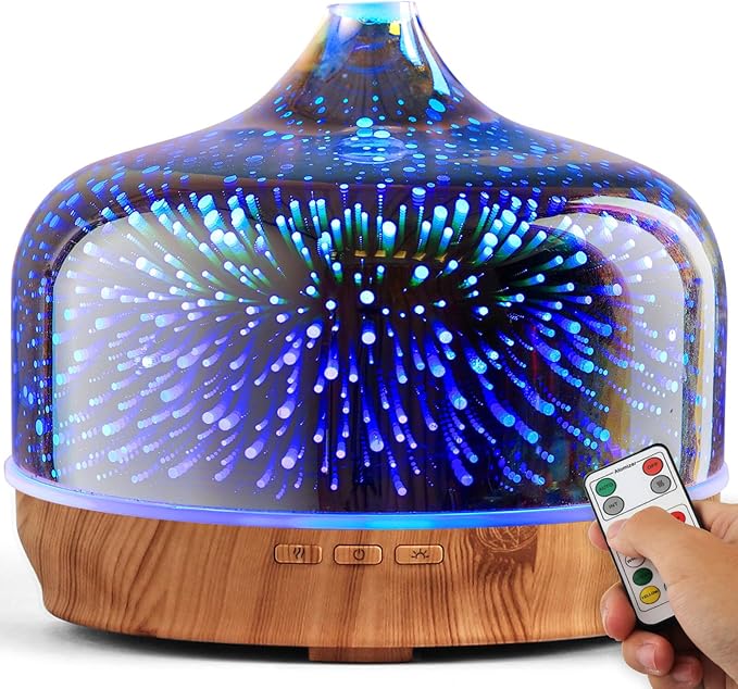 Porseme 500ml Glass Essential Oil Diffuser Aromatherapy Ultrasonic Cool Mist