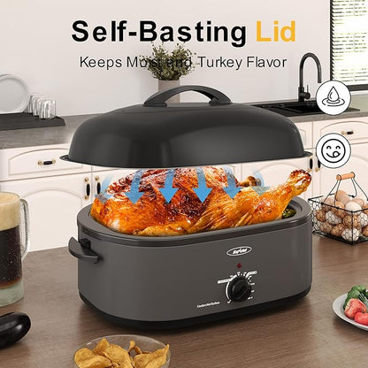 Sunvivi Roaster Oven with Self-Basting Lid, 20 Quart Electric Roaster with