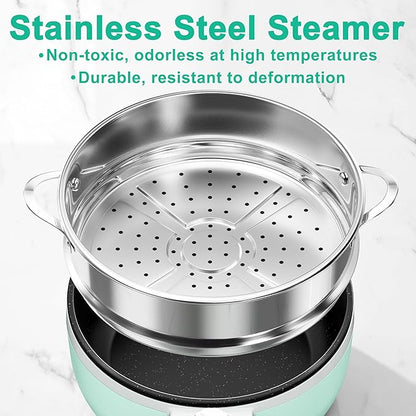 Dezin Hot Pot Electric with Steamer Upgraded, Non-Stick Sauté Pan, Rapid